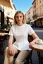 Women's Blouse Peplum Crew Neck Standard Short Sleeve Knitted Fabric Single Jersey Woven Plain Pattern Regular - 4