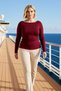 Women's Plus Size Blouse Boat Neck Long Sleeve Knitted Fabric Fitted Mold Ruched Detail Durable