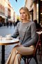 Women's Blouse Regular Fit Crew Neck Standard Long Sleeve Knitted Knitwear Asymmetrical Button Detail - 4