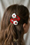 Set of 2 Hand Knitted Daisy Figured Snap Buckles - Red and White Knitted Buckle - 5
