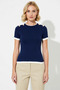 Women's Blouse Fitted Crew Neck Short Sleeve Knitted Buttoned Shoulder Detail Rib Knit Fabric Regular Size - 5