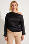 Women's Plus Size Blouse Asymmetrical Collar Low Sleeve Long Satin Woven Zebra Patterned Regular Size - 5