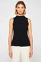 Women's Blouse Mock Neck Sleeveless Fitted Ribbed Knit Knitted Buttoned Ruffled Ruffled Plain Patterned Stretchy Model - 5