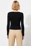 Women's Blouse Asymmetrical Collar Long Sleeve Fitted Mold Knitted Fabric Plain Pattern Body Fitting Stretchy Stylish - 6