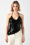 Women's Blouse Sequined V-Neck Strap Sleeveless Asymmetrical Cut Fitted Knitted Regular Length Functional - 5