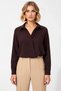 Women's Blouse Shirt Collar Long Sleeve Matte Satin Woven Plain Pattern Ruched Detail Regular Fit Length - 5