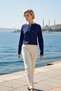 Women's Blouse Regular Regular Fit Crew Neck Raglan Long Sleeve Brioche Knit Thick Knitted Plain Pattern Half Placket - 3