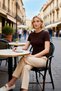 Women's Knitted Blouse Bodycon Crew Neck Short Sleeve Plain Pattern Front Ruched Detailed Regular Length Stylish - 4