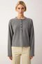 Women's Blouse Regular Regular Fit Crew Neck Raglan Long Sleeve Brioche Knit Thick Knitted Plain Pattern Half Placket - 5