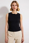 Women's Blouse Fitted Cropped Crew Neck Sleeveless Buttoned Corded Fabric Knitted Ribbed Knit Textured Stretchy Stylish - 5