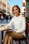 Women's Plus Size Blouse Boat Neck Off Shoulder Low Sleeve Long Fine Knit Plain Fit Comfortable - 4
