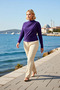 Women's Plus Size Blouse Mock Neck Long Sleeve Knitted Fabric Ruched Detail Fitted Fit Sandy Woven - 3
