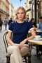 Women's Blouse Fitted Crew Neck Short Sleeve Knitted Buttoned Shoulder Detail Rib Knit Fabric Regular Size - 4
