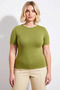 Women's Blouse Slim Fit Crew Neck Piped Detail Short Sleeve Knitted Rib Knit Soft Buttons Plain Pattern - 5