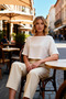 Women's Knitted Blouse Relaxed Boat Neck Bat Sleeve Three Quarter Soft Touch Interlock Plain Functional - 4