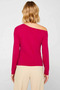 Women's Blouse Asymmetrical Collar Long Sleeve Knitted Scuba Crepe Fabric Ruched Detail Drapey Fitted Fit - 6