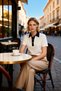 Women's Blouse Polo Collar Short Sleeve Color Block Knitwear Fabric Thin D Woven Standard Cut Regular Fit - 4