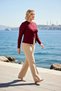 Women's Plus Size Blouse Crew Neck Long Sleeve Corded Fabric Knitted Button Detail Plain Regular Fit Front - 3