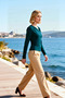 Women's Blouse Asymmetrical Collar Long Sleeve Fitted Mold Knitted Fabric Plain Pattern Body Fitting Stretchy Stylish - 3