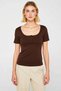 Women's Plus Size Blouse Ribbed Knit Pool Collar Short Sleeve Fitted Fit Plain Pattern Functional Stylish - 5