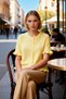 Women's Blouse Knitwear Crew Neck Ruched Ruffled Short Sleeve Button Detail Regular Fit Medium Thickness - 4