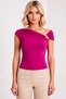 Women's Blouse Fitted Asymmetrical Collar Low Sleeve Knitted Fabric Accessory Detail Plain Pattern - 5