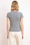 Women's Blouse Fitted Crew Neck Short Sleeve Knitted Plain Melange Half Placket Buttoned Stretchy Structure - 6