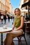 Women's Blouse Asymmetrical Collar Sleeveless Knitwear Slim C Cropped Cut Plain Pattern Summer Top Clothing Quality - 4