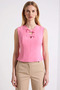 Women's Blouse Cropped Bow Detail Cutout Collar Sleeveless Woven Fabric Plain Pattern Regular Fit Summer - 5