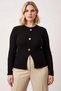 Women's Plus Size Blouse Crew Neck Long Sleeve Corded Fabric Knitted Button Detail Plain Regular Fit Front - 5