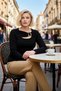Women's Knitted Blouse Asymmetrical Collar Long Sleeve Cut Out Detailed Body Fitting Fit Sandy Woven Stylish - 4