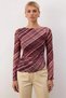 Women's Blouse Boat Neck Long Sleeve Fitted Knitted Tulle Diagonal Plaid Asymmetrical Ruched - 5