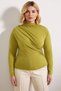 Women's Plus Size Blouse Mock Neck Long Sleeve Knitted Fabric Ruched Detail Fitted Fit Sandy Woven - 5