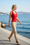 Women's Blouse Bodycon V-Neck Sleeveless Side Ruched Cropped Plain Pattern Single Jersey Knitted Casual - 3