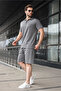 Smoked Half-Zip Polo Collar T-Shirt Shorts Set E7348