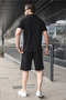 Black Half-Zip Polo Collar T-Shirt Shorts Set E7348 - 2