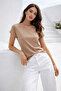 Women's Beige Crew Neck Short Sleeve T-Shirt