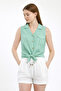 Shirt-Front Tie-Detail Sleeveless Shirt-1510