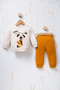 Rocha Baby Boy Ecru Cinnamon Dog Figured 2-Piece Set - Cotton Set with'Hav Hav' Embroidery - 3