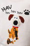 Rocha Baby Boy Ecru Cinnamon Dog Figured 2-Piece Set - Cotton Set with'Hav Hav' Embroidery - 7