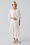 Long Sleeve Lace Piece Nursing Set with Stretchy Viscose Nursing Compartments Maternity Dressing Gown Nightgown Set - 4