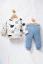 Rocha Baby Mountain and Teddy Bear Patterned 2-Piece Set - Sweatshirt and Pants Set of Cotton - 4