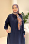 Sahra Half-Buttoned Muslin Dress - Navy Blue - 6