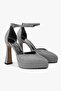 Women's Aurex Platinum Glittery Platform Heeled Shoes