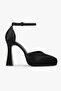 Women's Aurex Black Satin Platform Heeled Shoes - 2