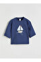 Lcw Baby Navy Blue Printed Baby Boy Sweatshirt and Pants Set - 2