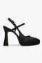 Women's Livia Black Satin Platform Heeled Shoes - 2