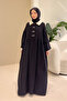 Aloura Collared Double Buttoned Muslin Dress - Black - 6