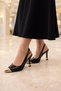 Women's Pointed Toe Metal Detailed Thin Heel Buckle Shoes - 3
