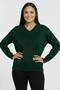 Women's V-Neck Front Glitter Detailed Plus Size Knitwear Blouse
